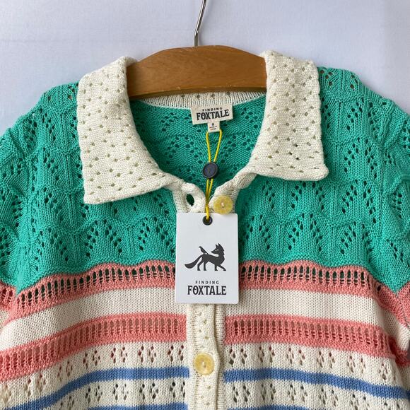 Finding Foxtale Boho Pleasantville Crochet Cardigan Sweater Girls 8 12 Green NWT - Picture 5 of 8